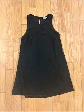 Speechless Black Mini Dress with Lace Overlay